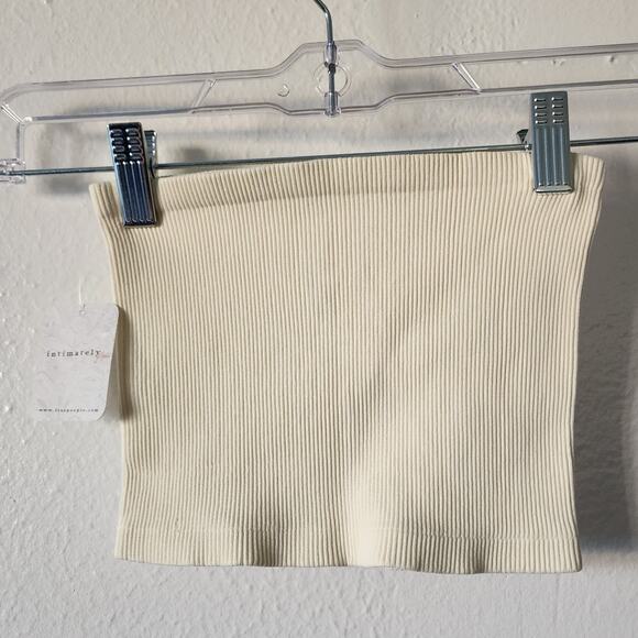 Free People Amelia Bandeau Tube Top Bra Ribbed Knit Seamless Crop Brami Ivory - Picture 7 of 11